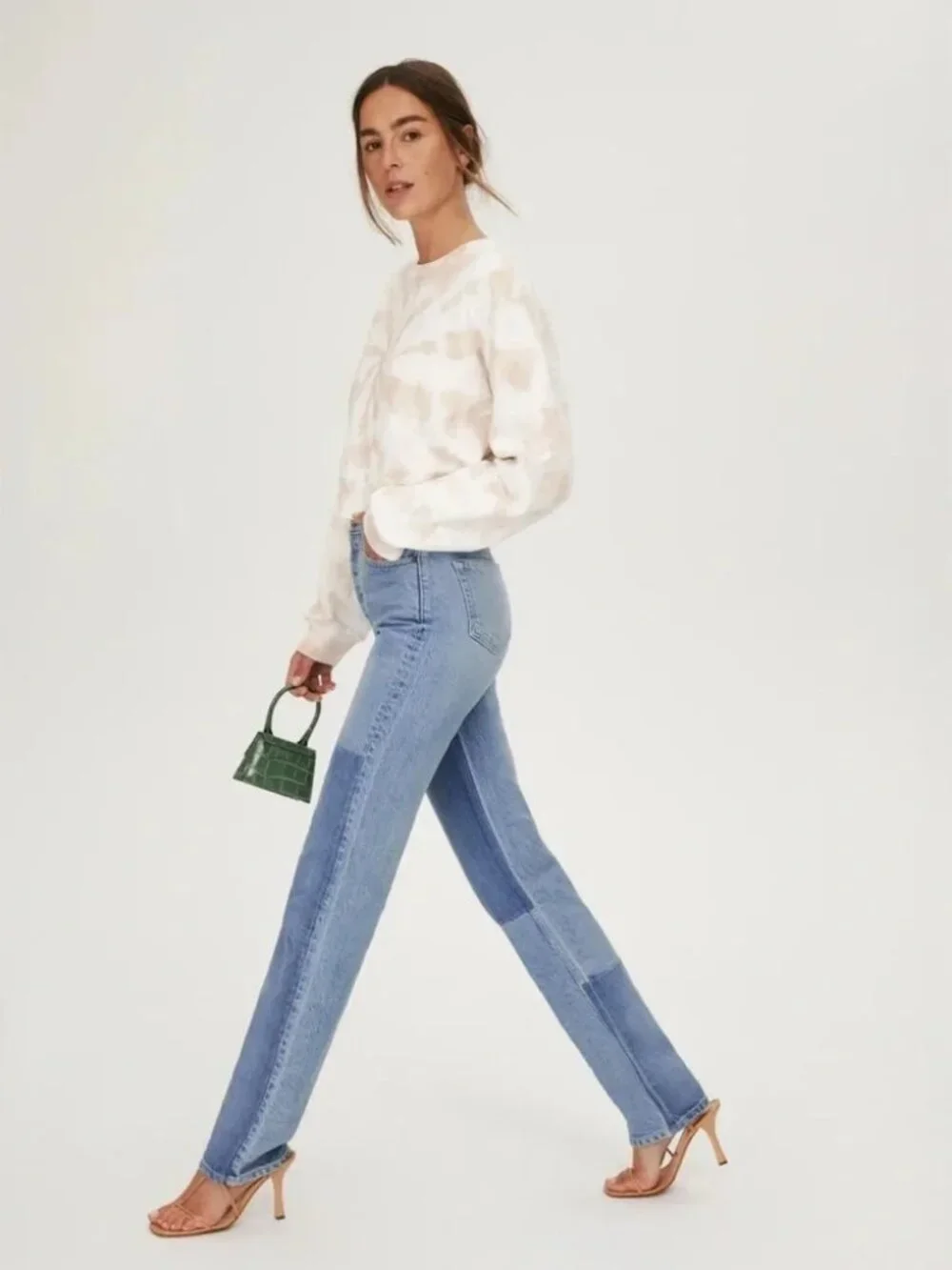 Reformation Cynthia Shadow High Rise Denim Patchwork Jeans in Niagara👖sz 29